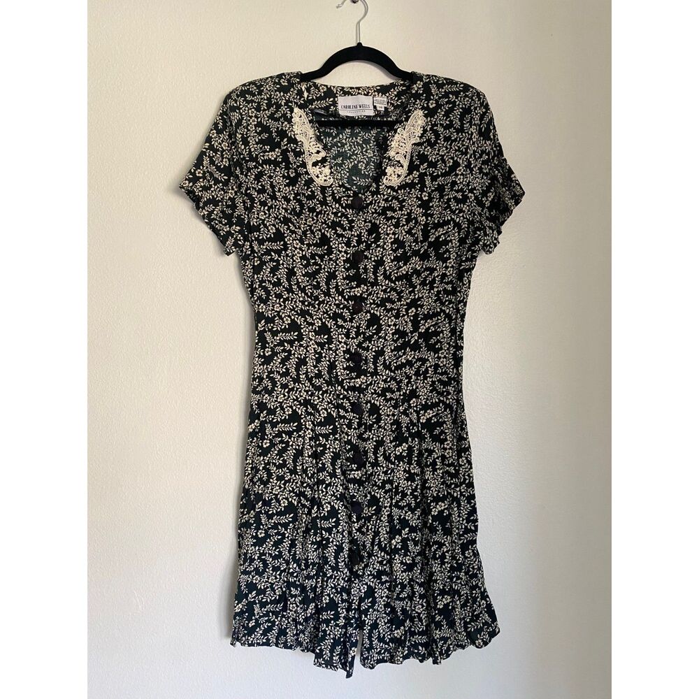 VINTAGE Caroline Wells Dress Green Floral